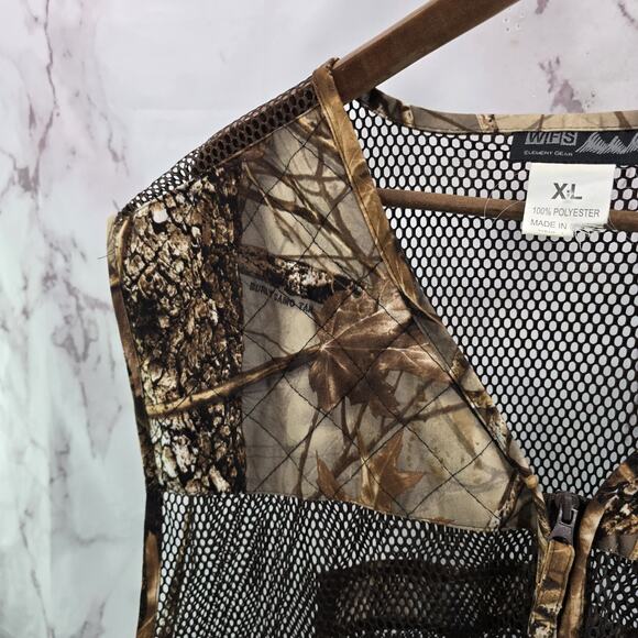 WFS Vest Mens XL Camo Burly Camo Tan Woodland Element Hunting Game Bag Mesh - Picture 2 of 11